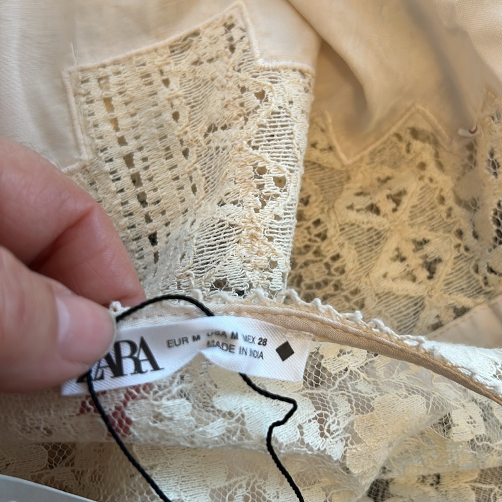 ZARA oyster white strappy lace top size medium - Picture 9 of 9